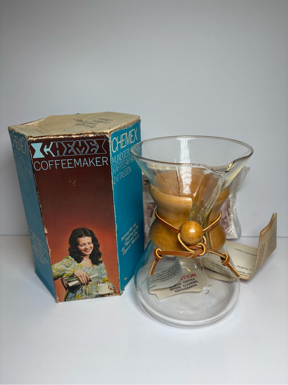 Vintage MCM Mid Century Chemex 2-6 Cup CM-2 Coffeemaker Auer SOG Germany Filters